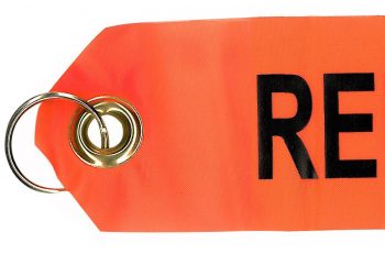 Remove before Flight Streamer Orange and White  3” X 21”
