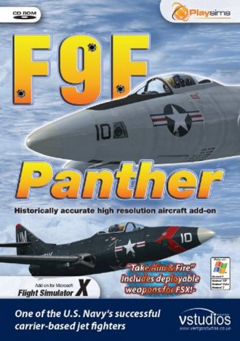 Simulator CD ROM F9F Panther. Includes deployable bombs for FSX. ADD ON FSX