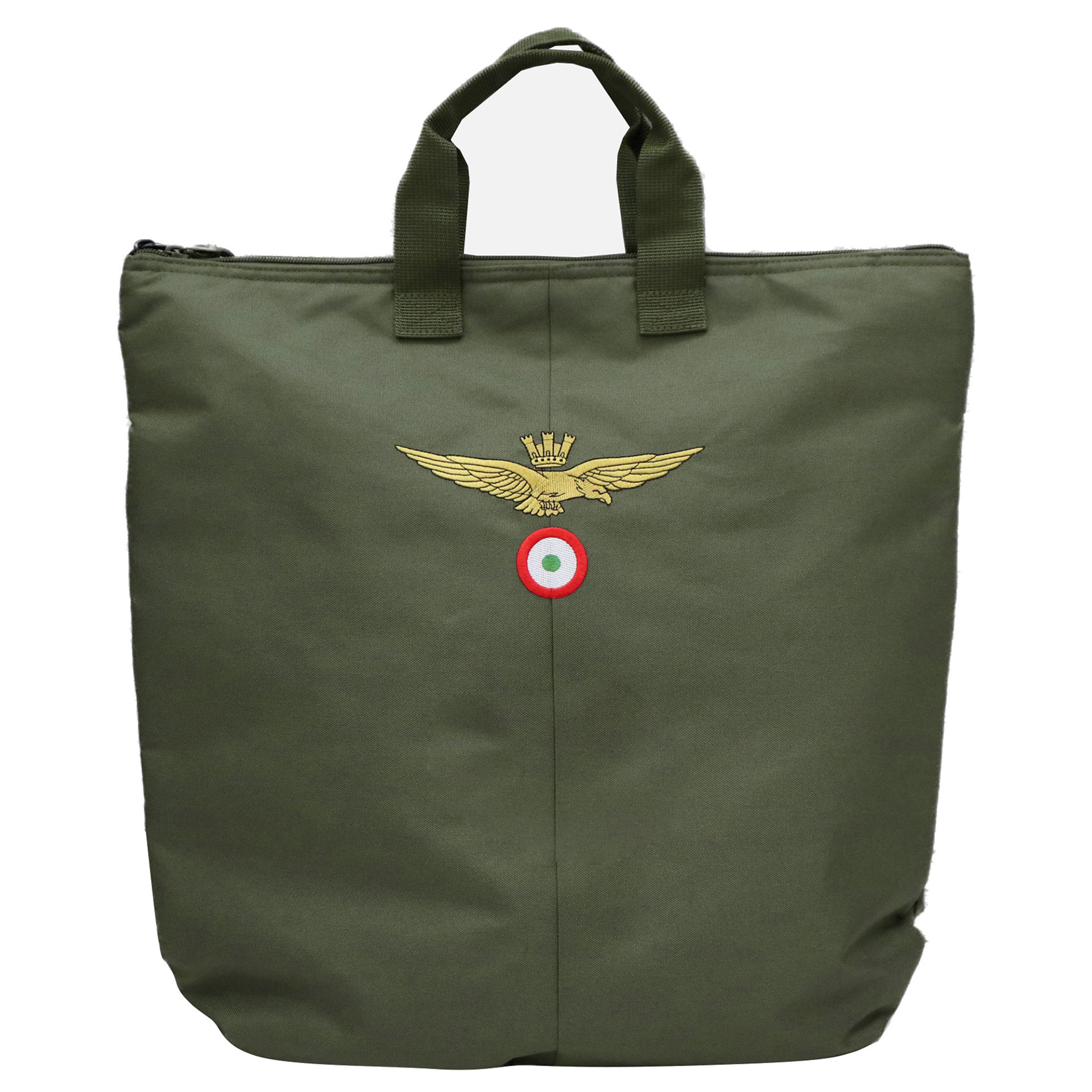 Borsa portacasco verde con logo ricamato Aeronautica Militare