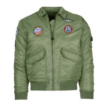 Giacca Pilota verde bambino con stemmi applicati