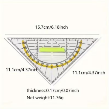 Squadretta multifunzione, plastica trasparente, goniometro infrangibile