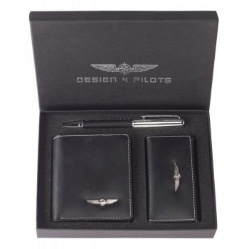 Design4Pilots Pilot wallet set (set portafoglio, penna e portachiavi)