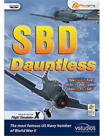 Simulator CD ROM SBD Dauntless. Includes deployable bombs for FSX. ADD ON FSX