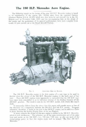 Report on the 180 H. P. Mercedes Aero Engine (Ministry of Munitions - Technical Department - Aircraft Production)